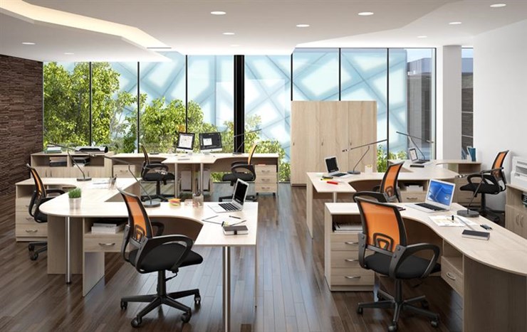 Офисный комплект мебели SIMPLE с эргономичными столами и шкафом в Перми - изображение 3